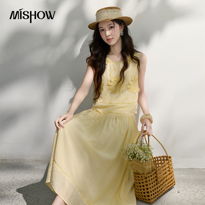 MISHOW French Floral Embroider - đánh giá và giá Midi Skirt Floral