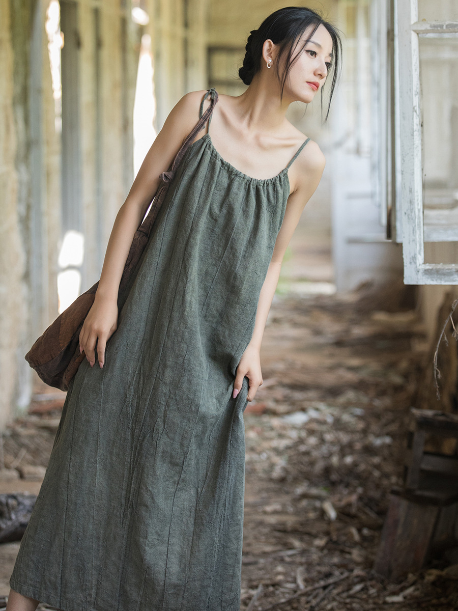 New Chinese Style High End Hem - đánh giá và giá Linen Dress Wrap