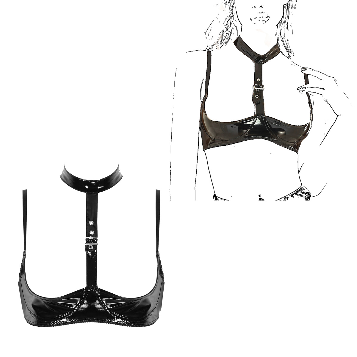 Nữ Bằng Sáng Chế Da Bộ Đồ Lót  - đánh giá và giá Bralette Triangle Set