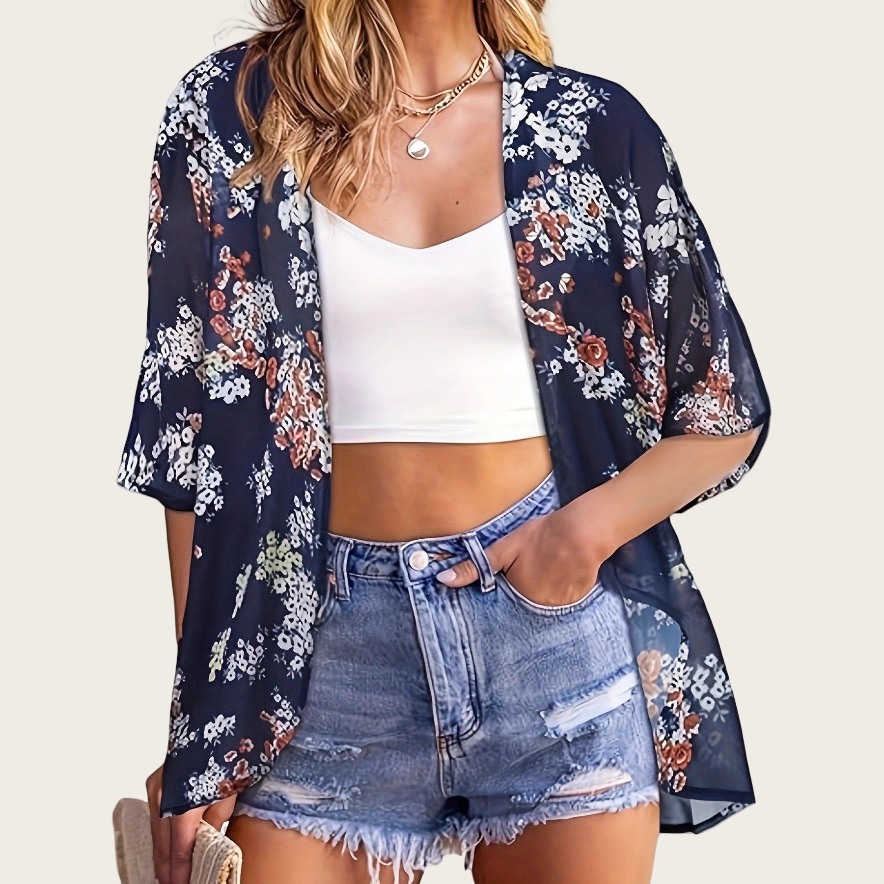Swimsuit Woman 2025 Kimono Car - đánh giá và giá Kimono Sheer Floral