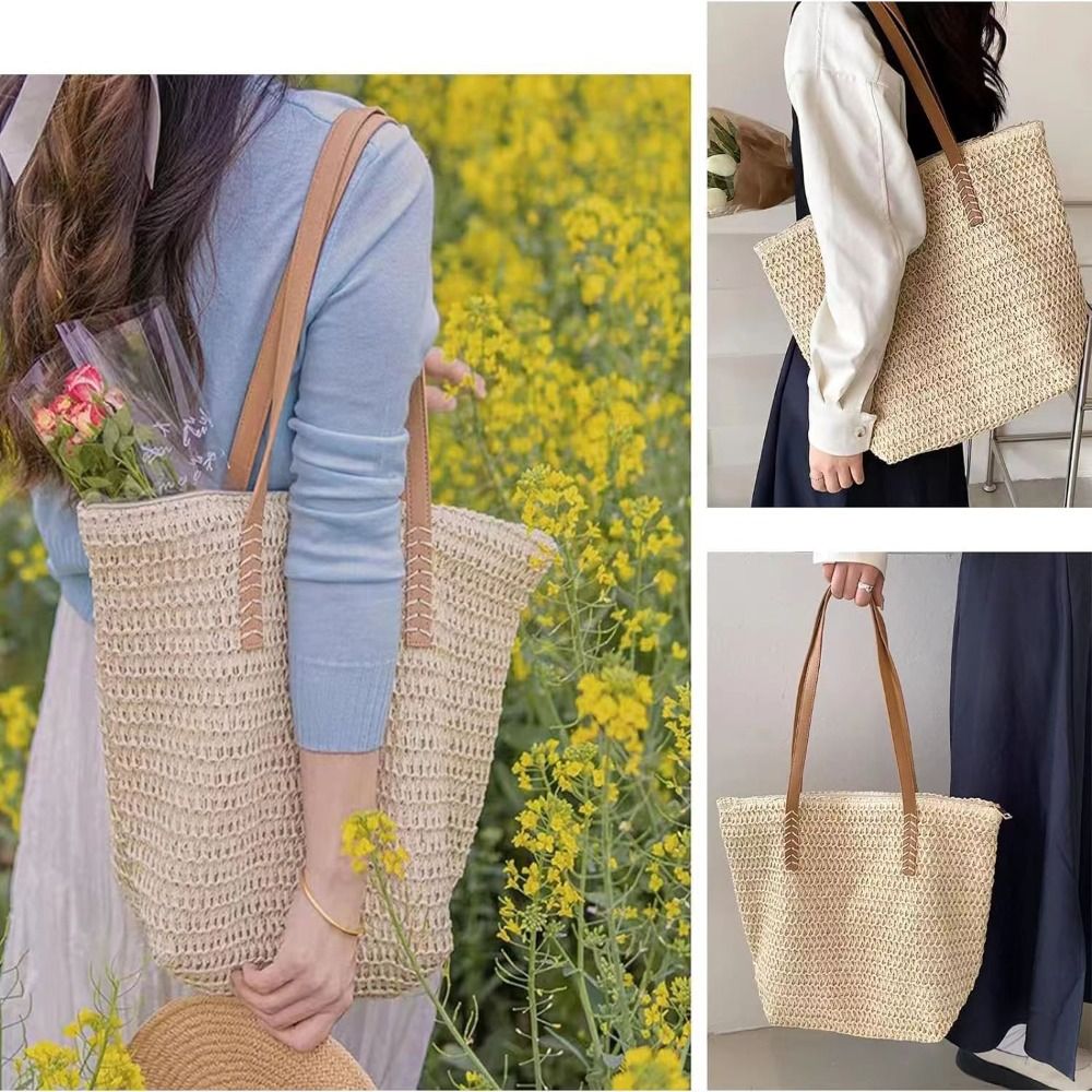 Fashion Solid Color Weave Stra - đánh giá và giá Tote Bag Beach