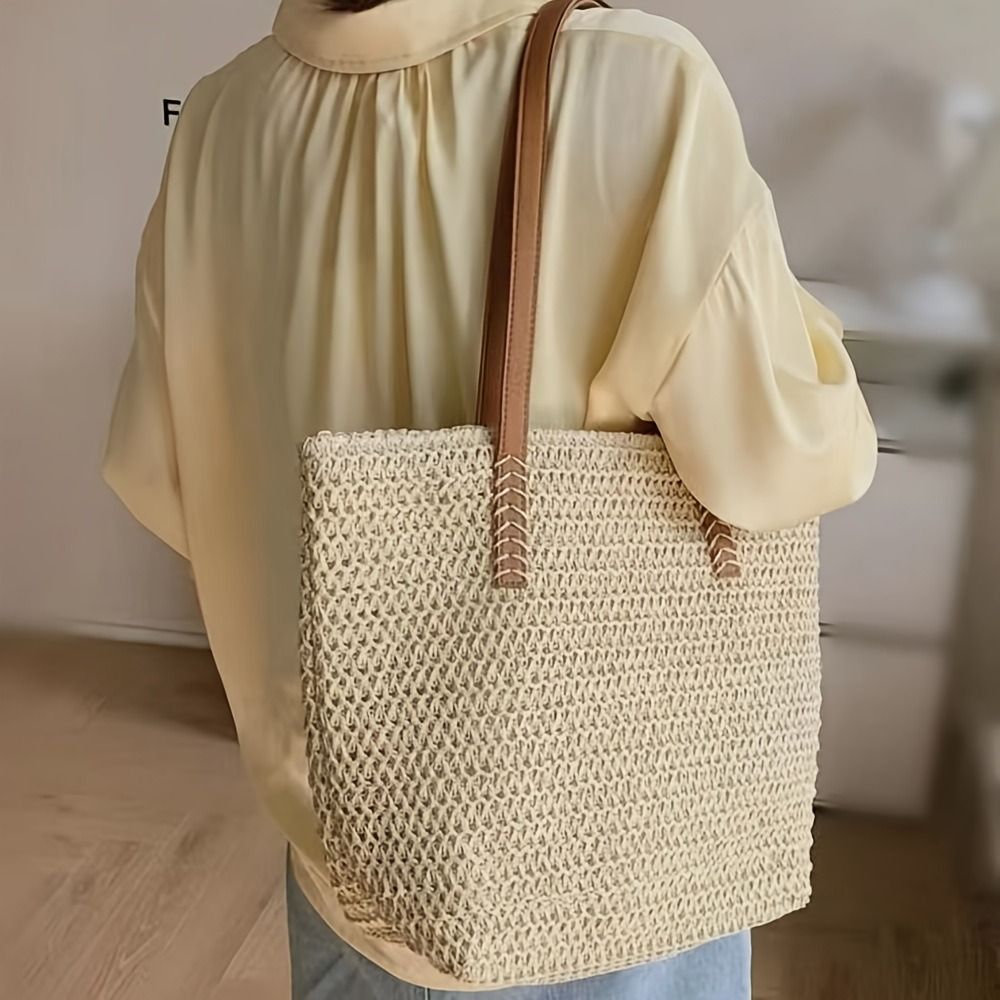 Fashion Solid Color Weave Stra - đánh giá và giá Tote Bag Beach