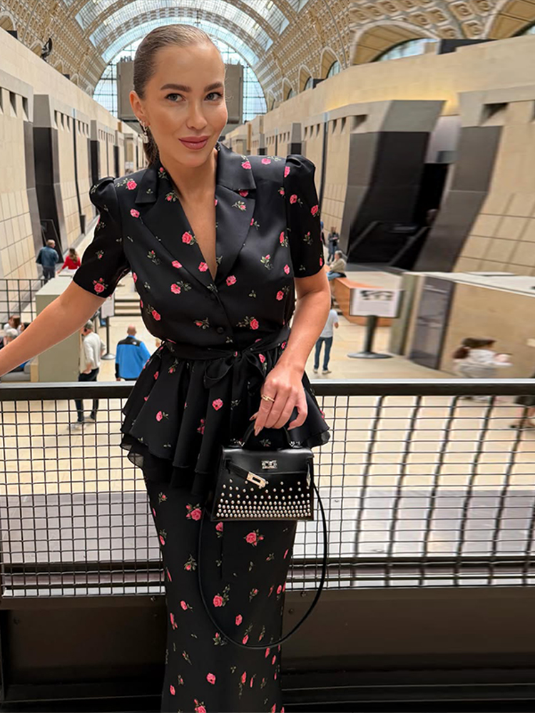 Floral Blazer Coat Skirt Sets  - đánh giá và giá Midi Skirt Floral