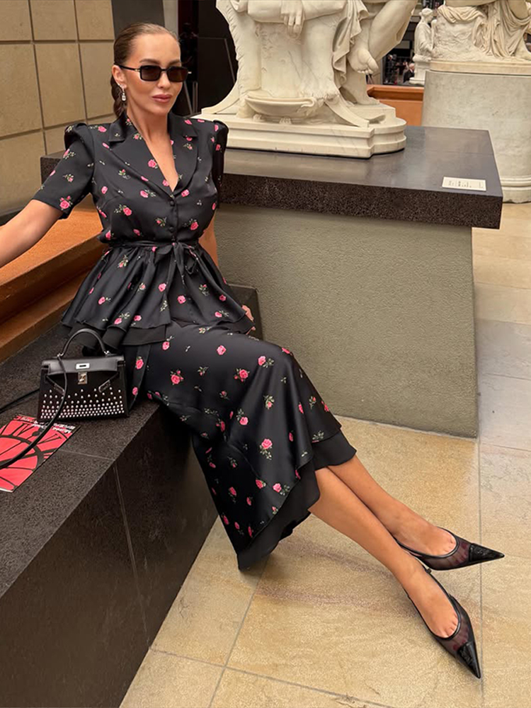 Floral Blazer Coat Skirt Sets  - đánh giá và giá Midi Skirt Floral