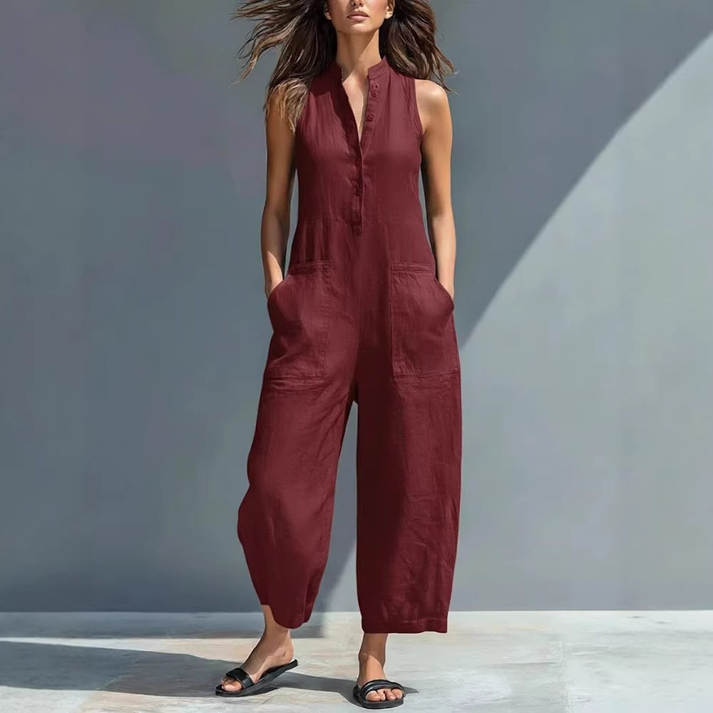 Women's And Woman Sleeveless M - đánh giá và giá Jumpsuit Linen Relaxed