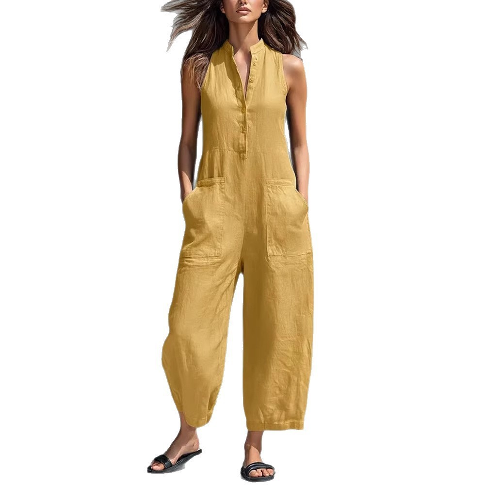 Women's And Woman Sleeveless M - đánh giá và giá Jumpsuit Linen Relaxed