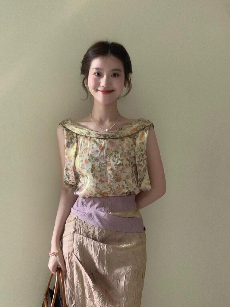 XZY Vintage Floral Sleeveless  - đánh giá và giá Midi Skirt Floral