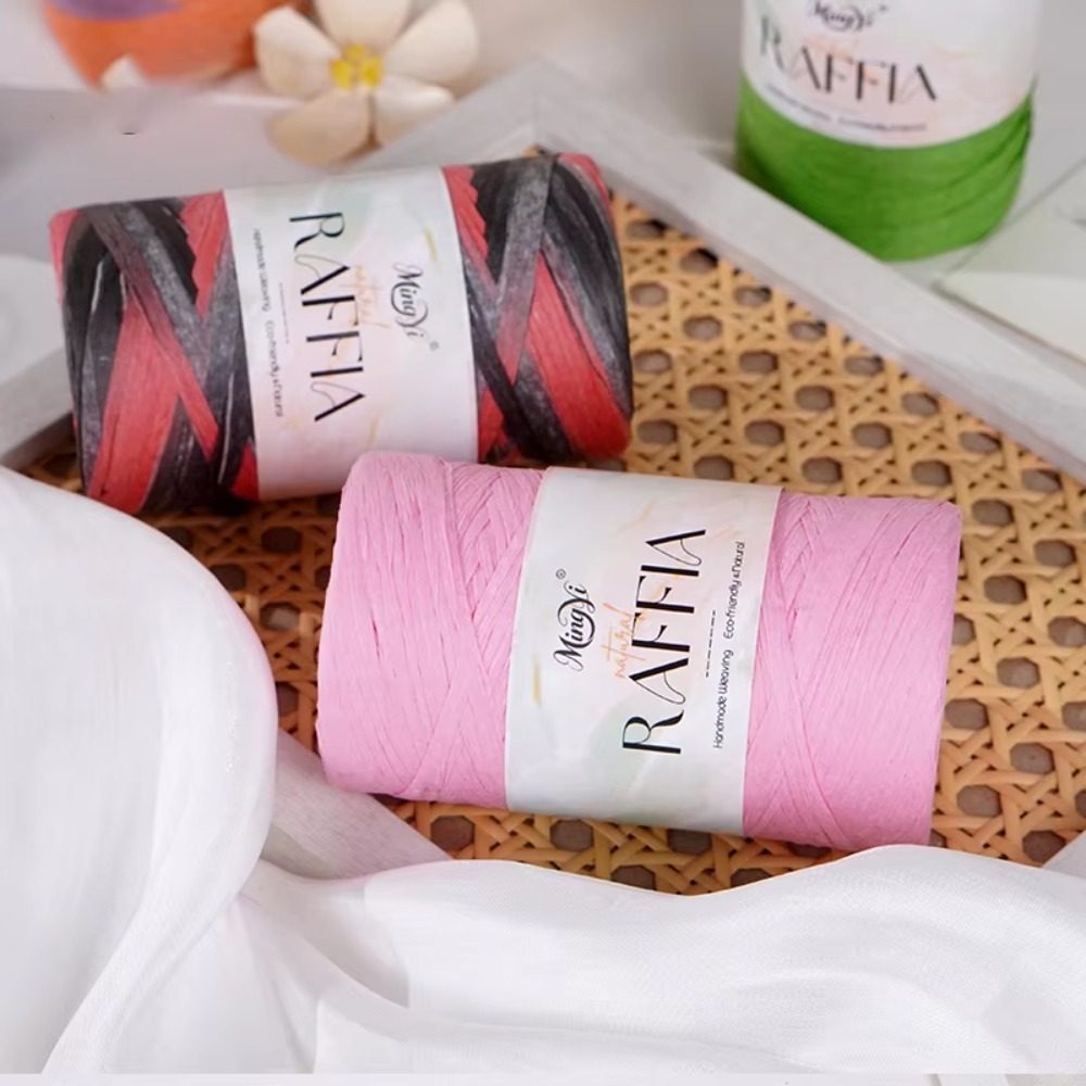 DIY Multi-Colored Raffia Yarn  - đánh giá và giá Crochet Bag Raffia
