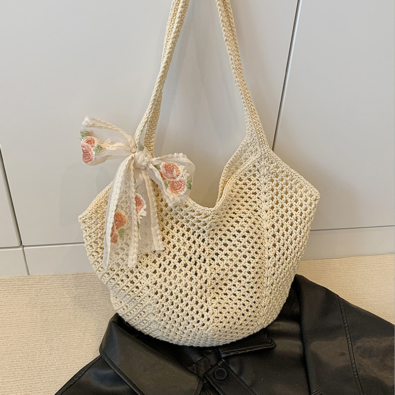 Summer Lace Bow Tote Bags Wome - đánh giá và giá Crochet Bag Raffia