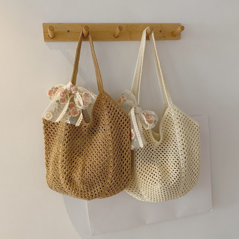 Summer Lace Bow Tote Bags Wome - đánh giá và giá Crochet Bag Raffia