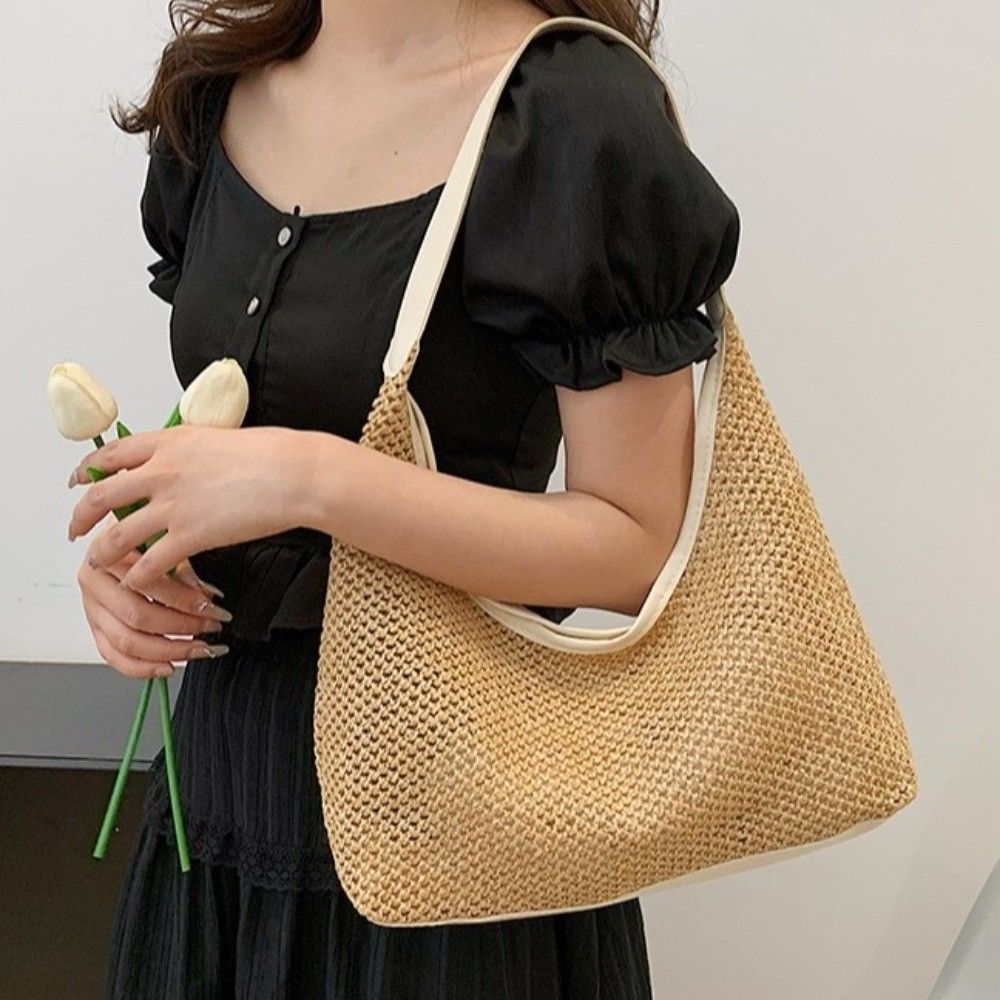 Cute Solid Color Weave Straw B - đánh giá và giá Tote Bag Beach