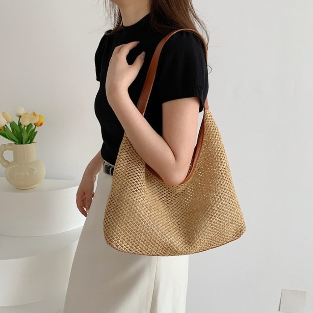 Cute Solid Color Weave Straw B - đánh giá và giá Tote Bag Beach