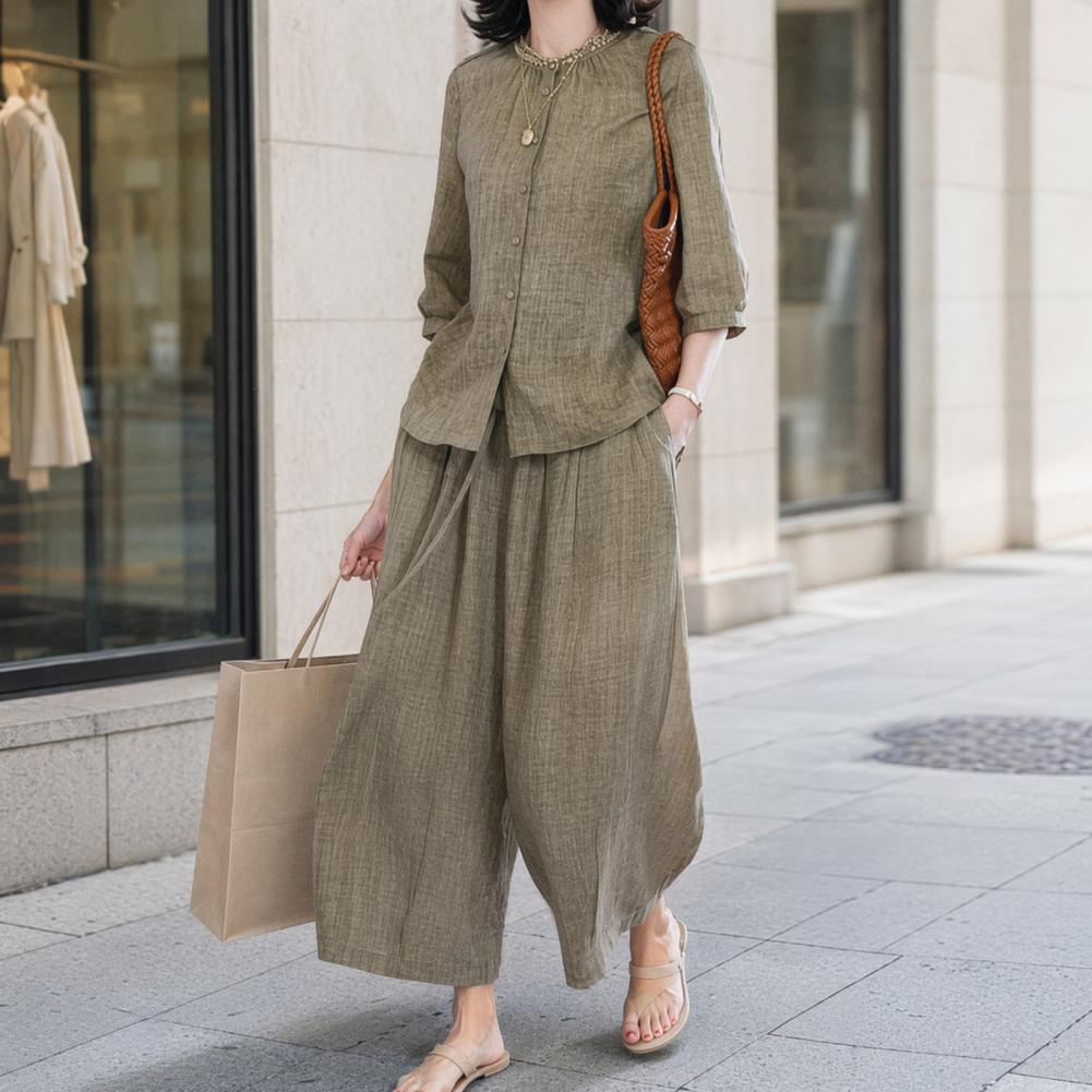 2026 Plus Size Casual Suit Wom - đánh giá và giá Linen Pant Wide