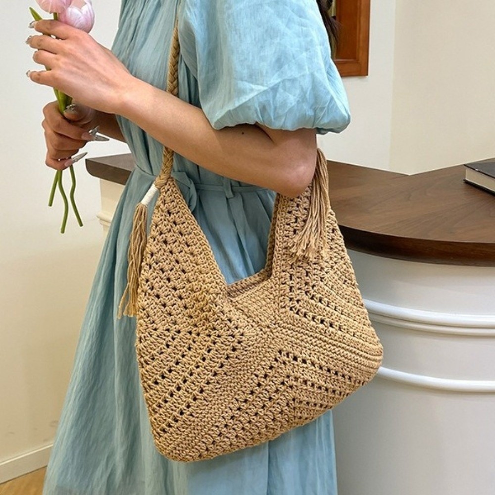 Summer Bohemian Knitted Should - đánh giá và giá Tote Bag Beach