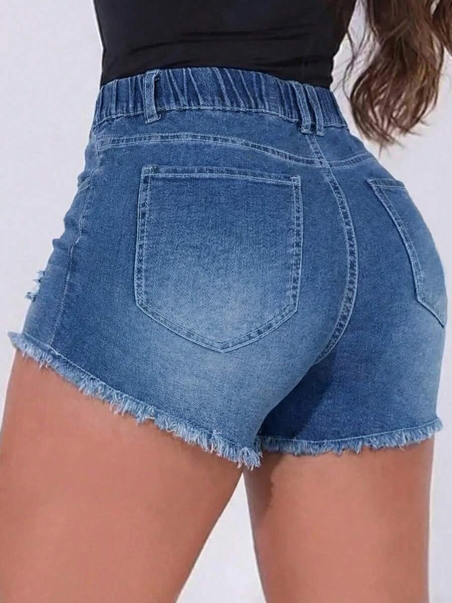 Womens Elastic Waist Frayed He - đánh giá và giá Shorts Denim Frayed