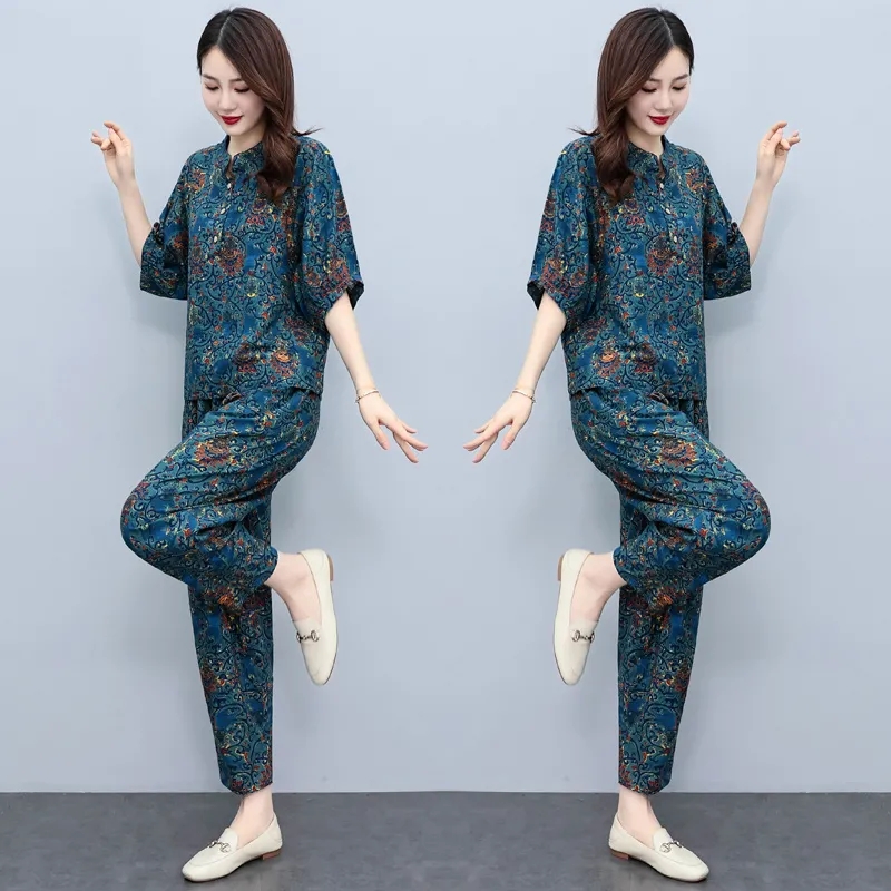 Middle Aged Mother Summer Suit - đánh giá và giá Linen Pant Wide