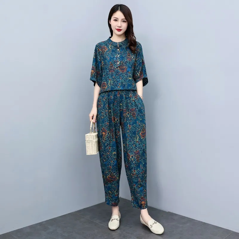Middle Aged Mother Summer Suit - đánh giá và giá Linen Pant Wide