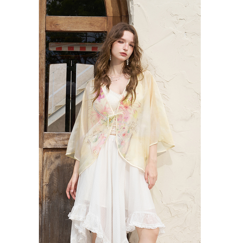 ELFSACK New Chinese Frog Butto - đánh giá và giá Kimono Sheer Floral