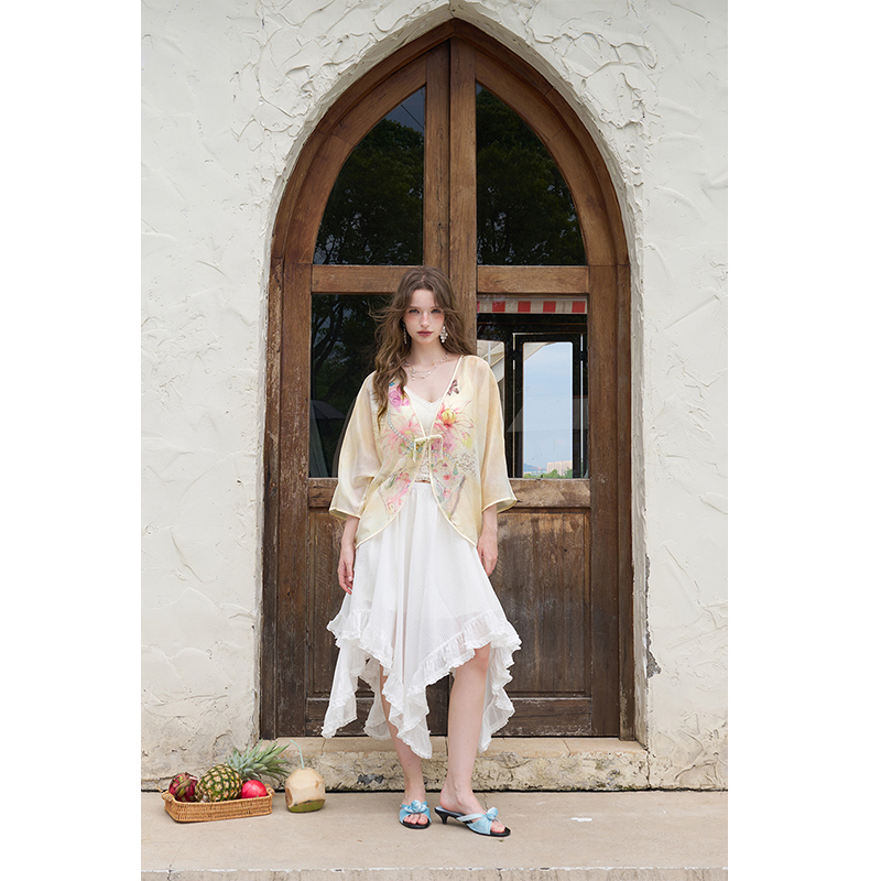 ELFSACK New Chinese Frog Butto - đánh giá và giá Kimono Sheer Floral