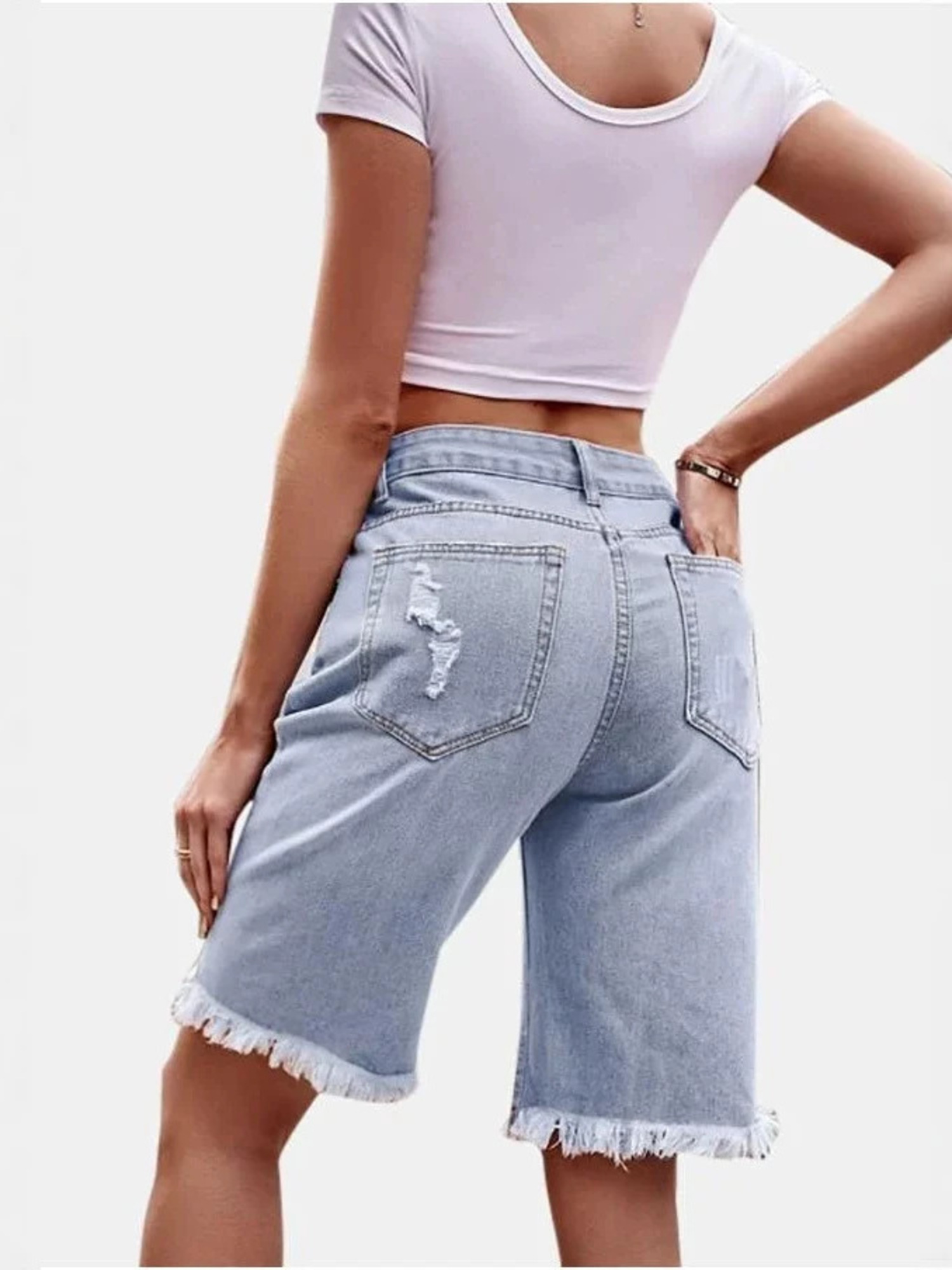 Women's High Waist Ripped Cott - đánh giá và giá Shorts Denim Frayed