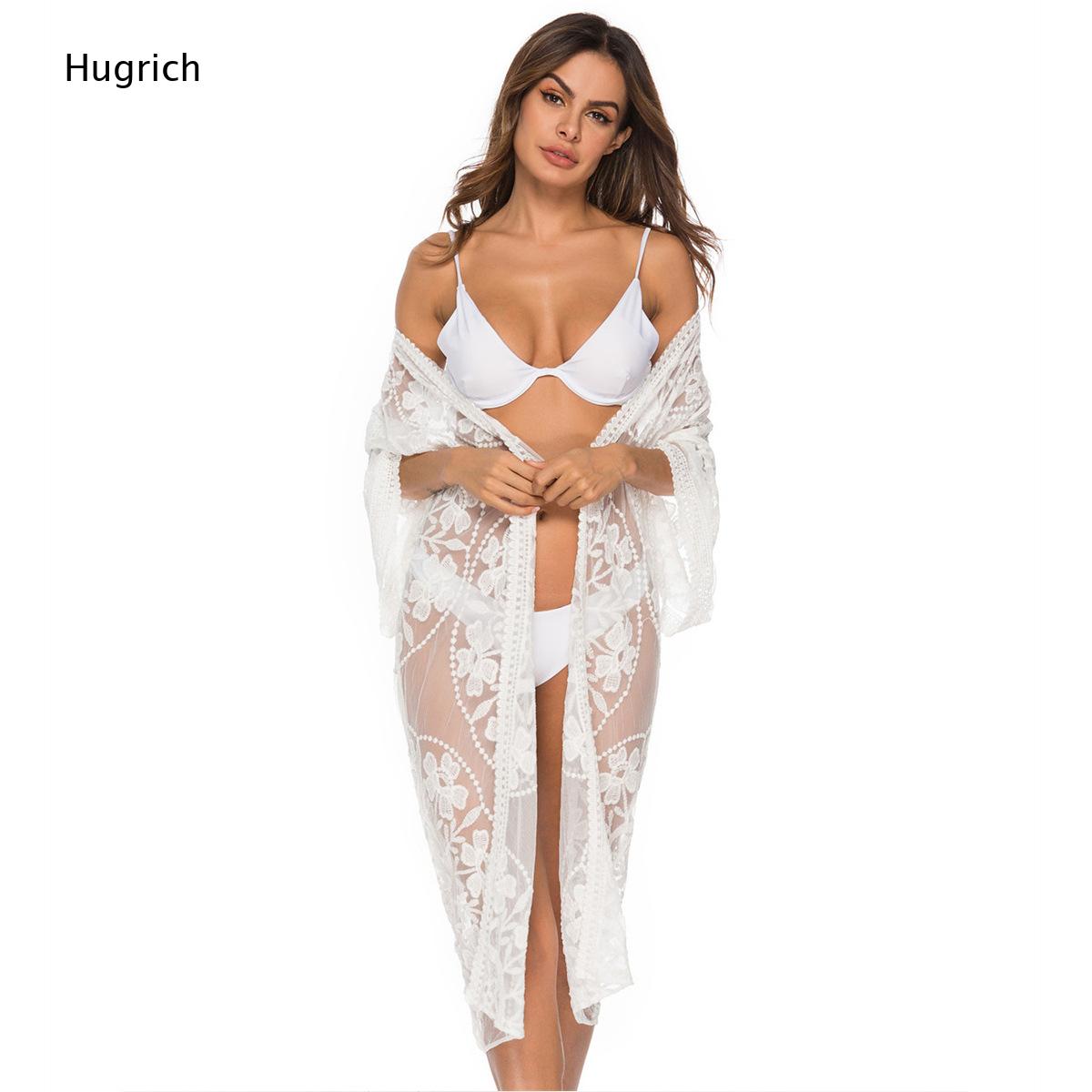 Solid White Floral Embroidery  - đánh giá và giá Kimono Sheer Floral
