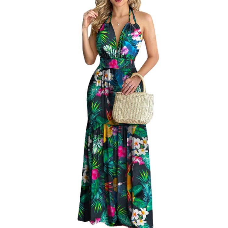Floral Maxi Dress Long Backles - đánh giá và giá Maxi Dress Halter