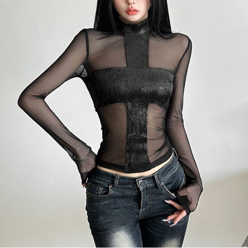 American Style Mesh Long Sleev - đánh giá và giá Blouse Off Shoulder