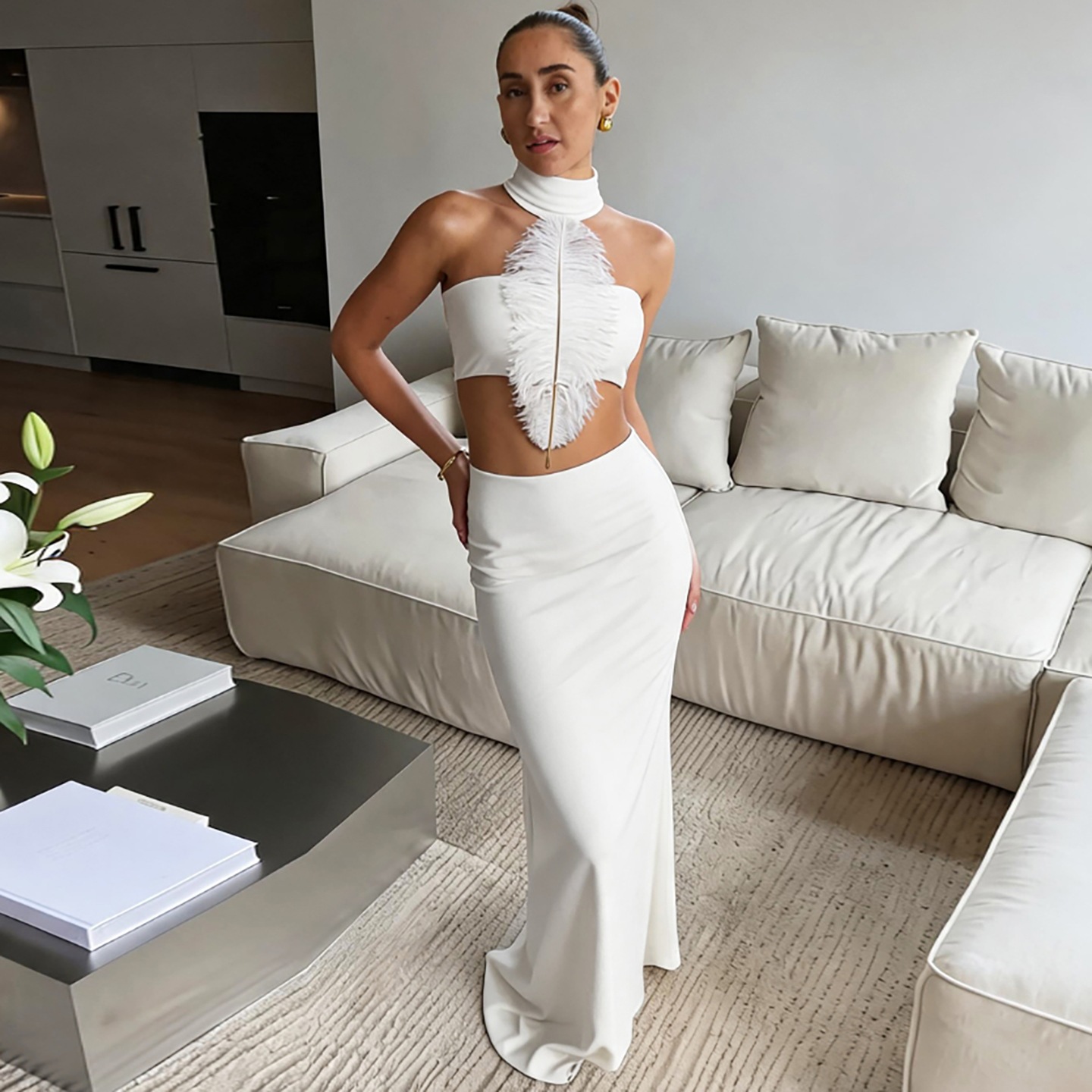 Women White Sexy Slim Waist-ba - đánh giá và giá Maxi Dress Halter