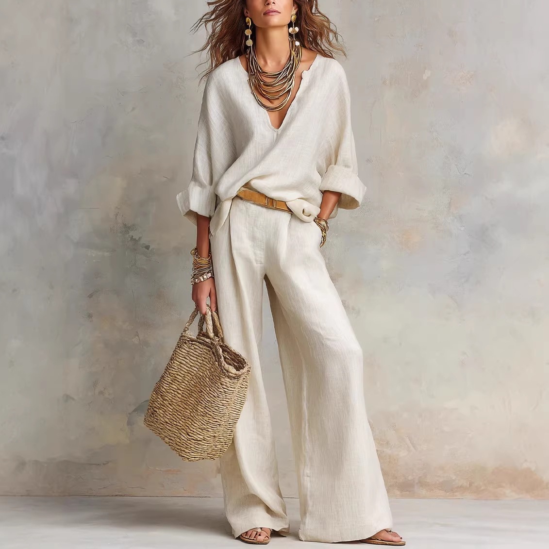 Vintage Women Simple Casual Pu - đánh giá và giá Linen Pant Wide