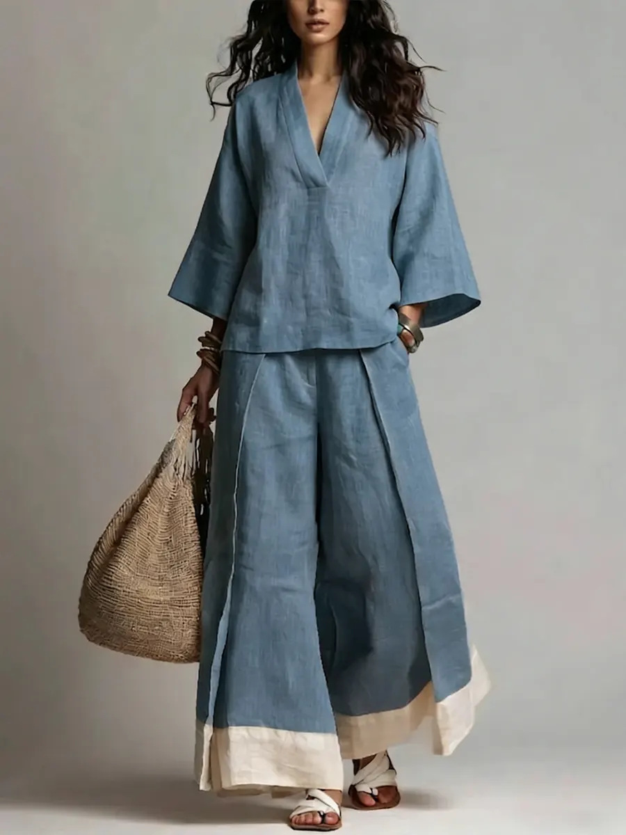 Summer Women V-neck Cotton Lin - đánh giá và giá Linen Pant Wide