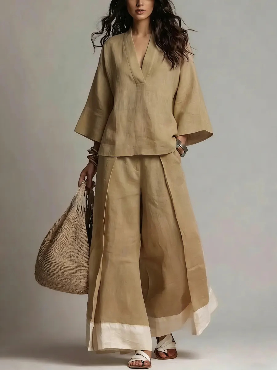 Summer Women V-neck Cotton Lin - đánh giá và giá Linen Pant Wide