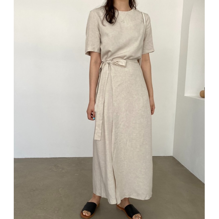 Elegant Cotton Linen Wrap Dres - đánh giá và giá Linen Dress Wrap