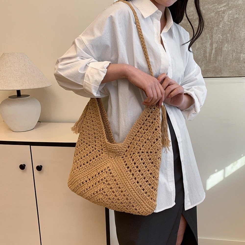 Simple Bohemian Knitted Should - đánh giá và giá Tote Bag Beach