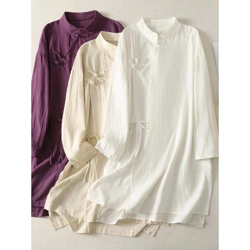 Women's Chinese Style Frog But - đánh giá và giá Linen Dress Wrap
