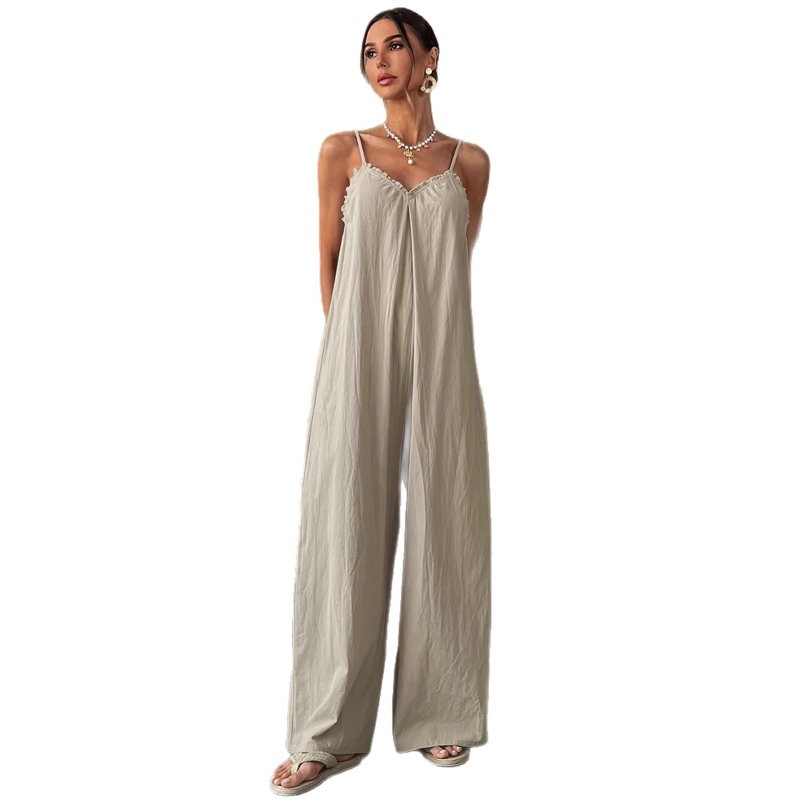 Summer Woman Jumpsuit Sleevele - đánh giá và giá Jumpsuit Linen Relaxed