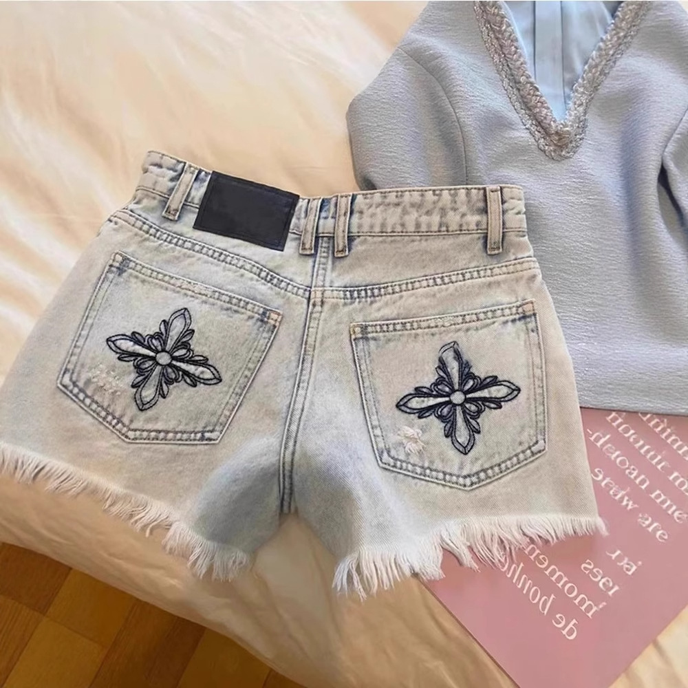 2026 Summer Vintage Washed Emb - đánh giá và giá Shorts Denim Frayed