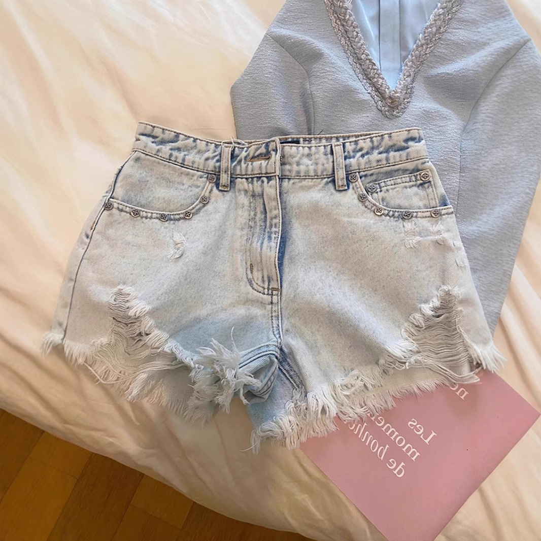 2026 Summer Vintage Washed Emb - đánh giá và giá Shorts Denim Frayed