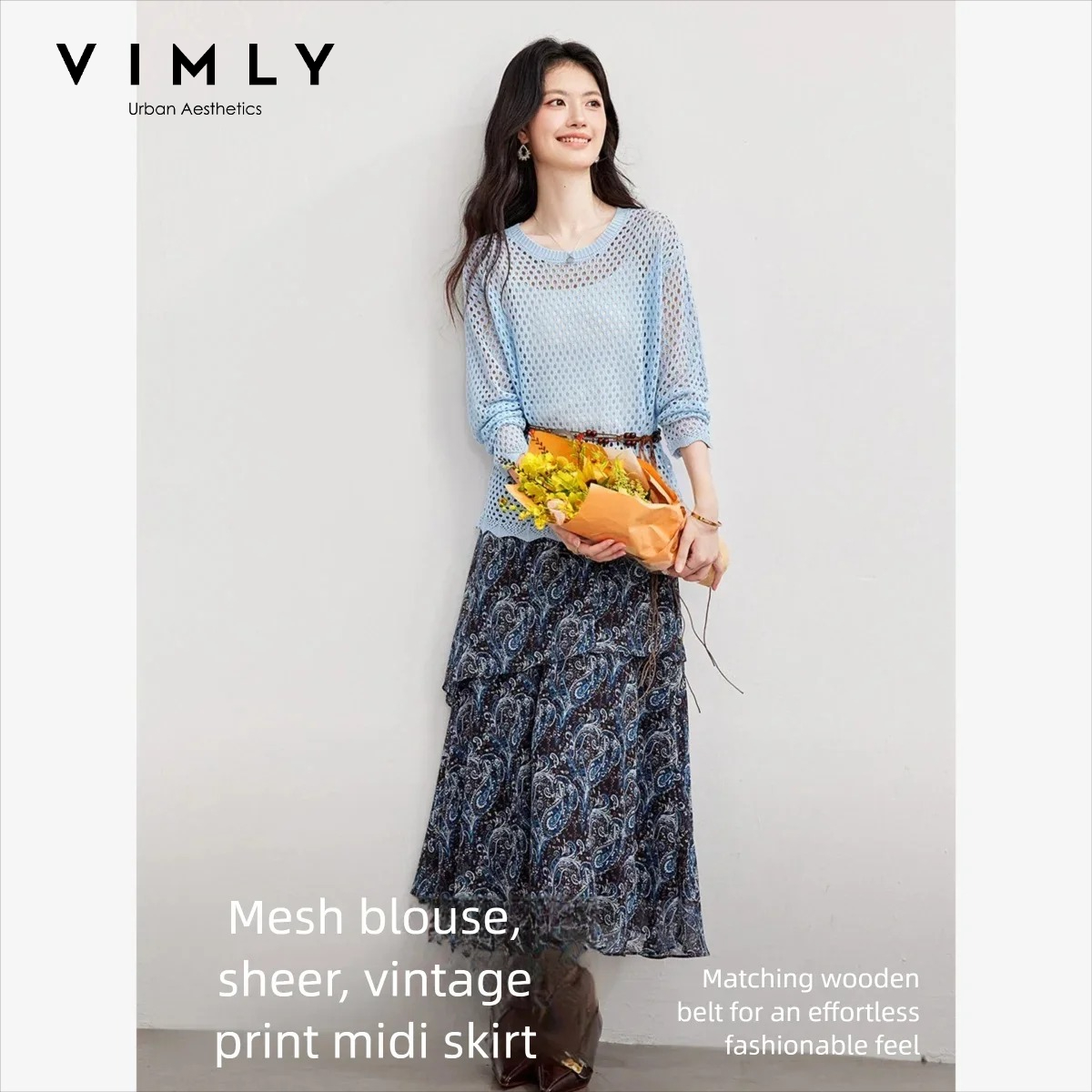 VIMLY Women's Two-piece Set 20 - đánh giá và giá Midi Skirt Floral