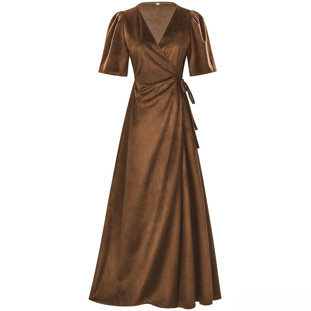 Ladies Long V-Neck Wrap Slim P - đánh giá và giá Linen Dress Wrap