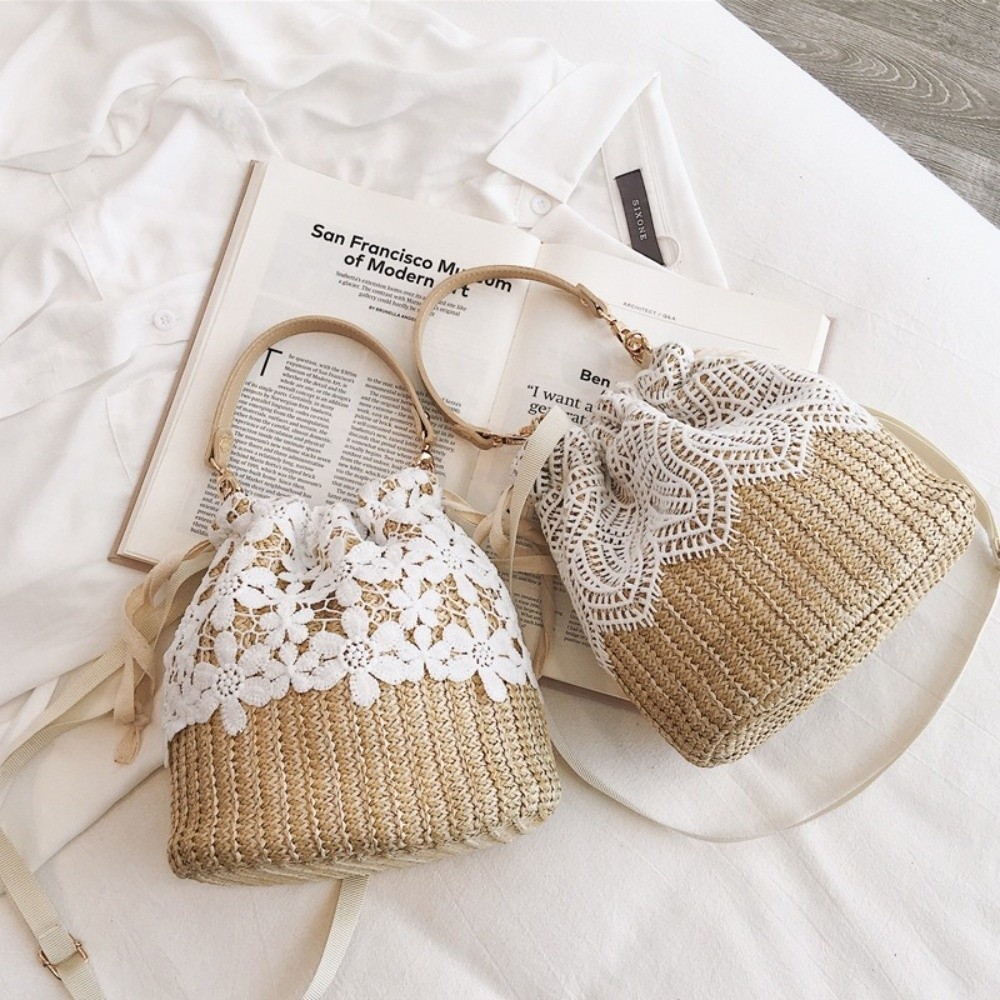 Vintage Lace Straw Shoulder Ba - đánh giá và giá Tote Bag Beach