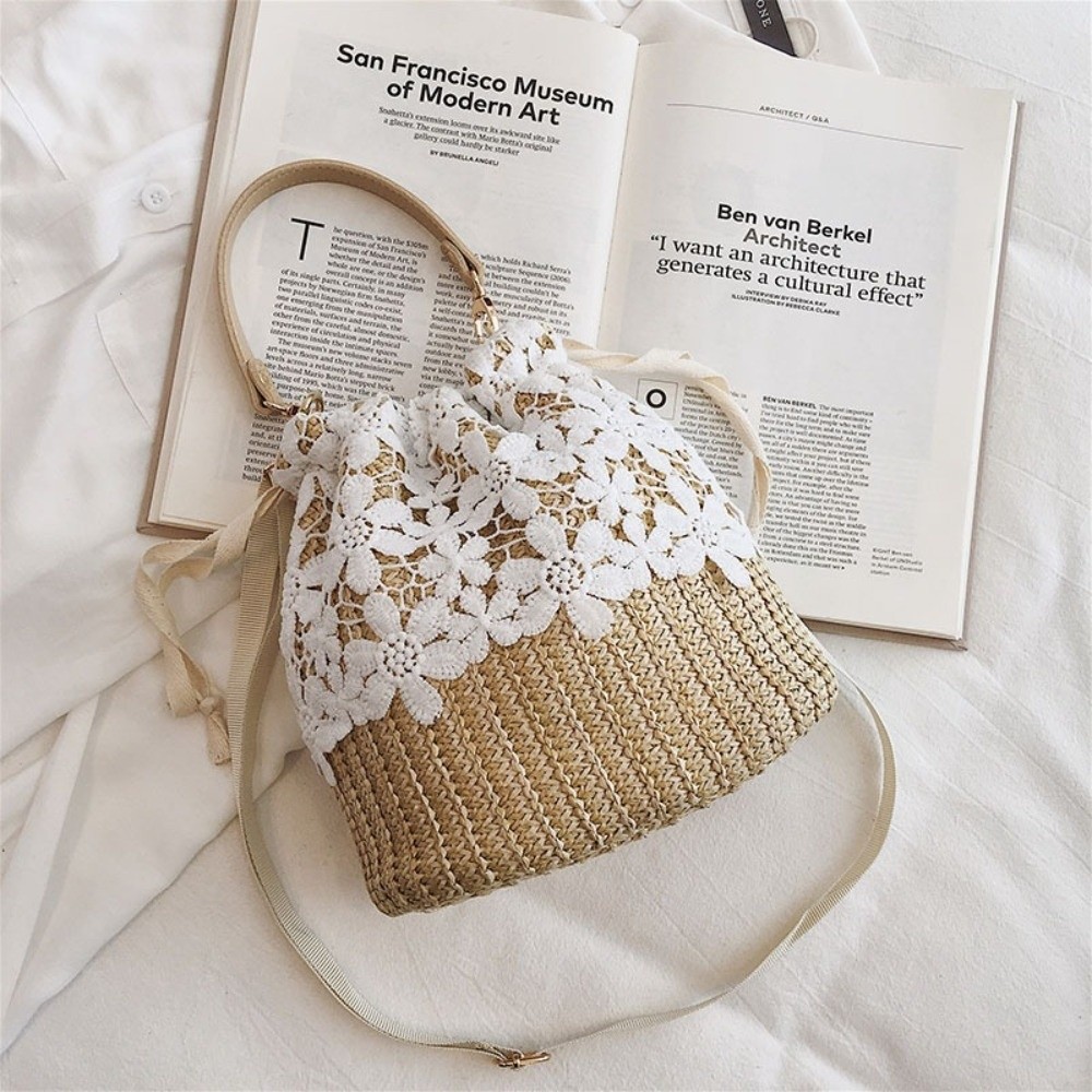 Vintage Lace Straw Shoulder Ba - đánh giá và giá Tote Bag Beach
