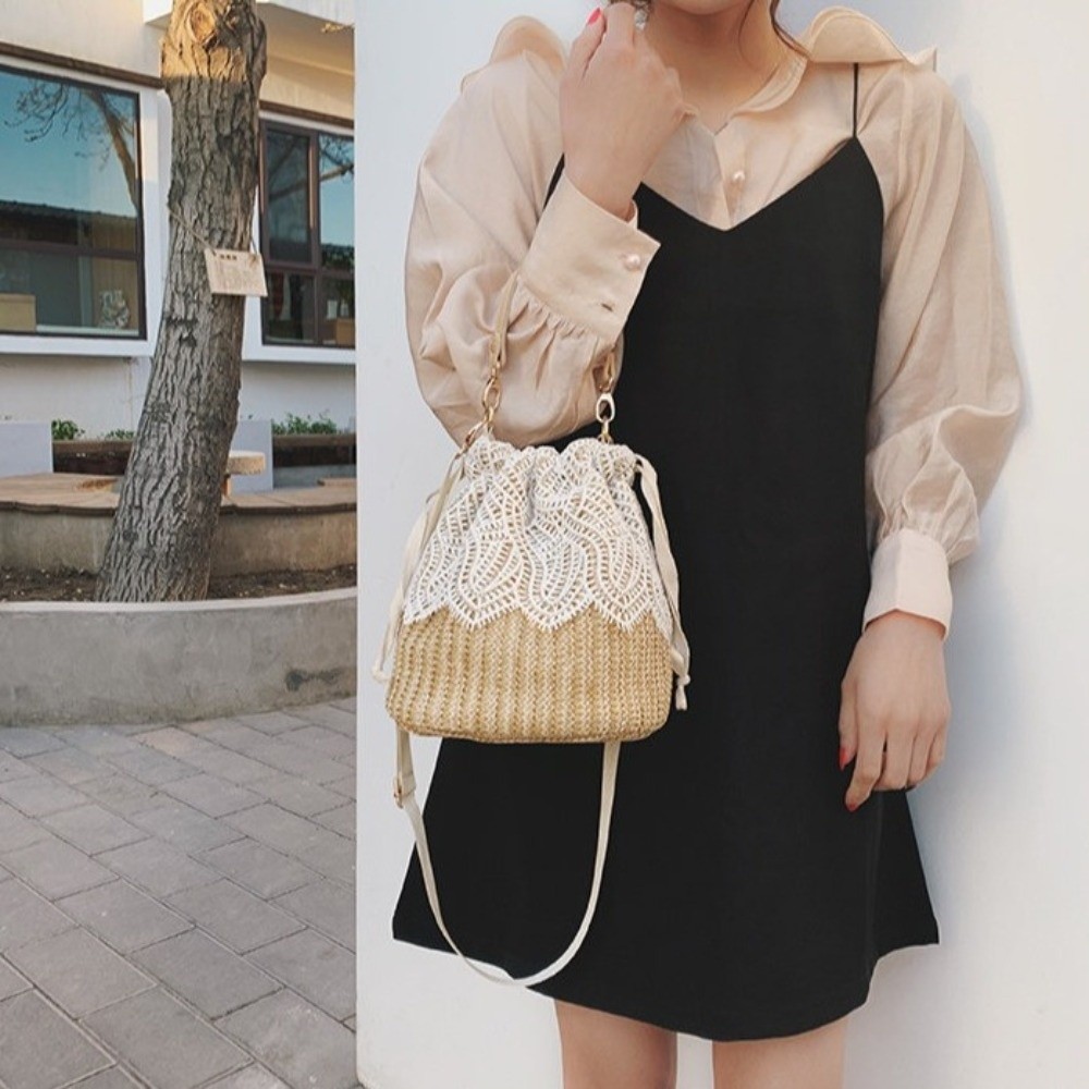 Vintage Lace Straw Shoulder Ba - đánh giá và giá Tote Bag Beach
