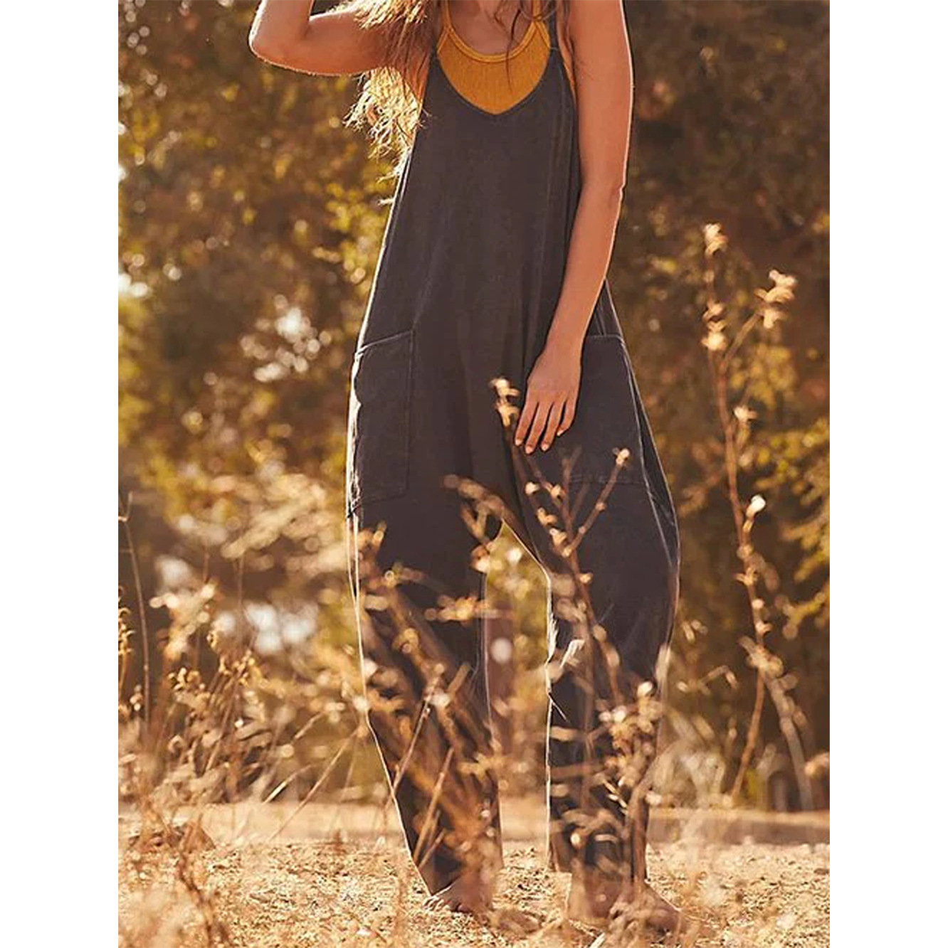 Loose Summer Jumpsuit Casual   - đánh giá và giá Jumpsuit Linen Relaxed