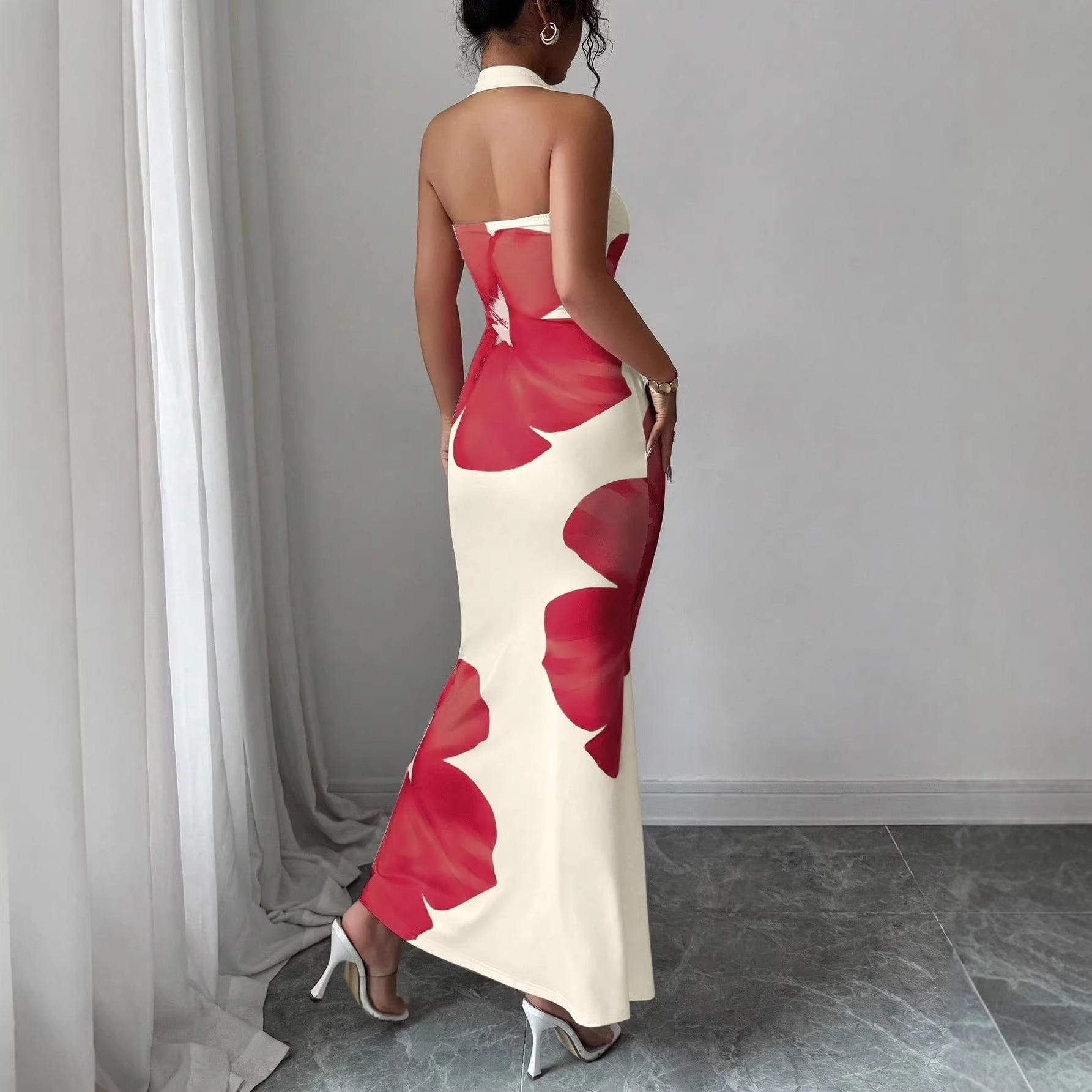 Halter Neck Backless Floral Ma - đánh giá và giá Maxi Dress Halter