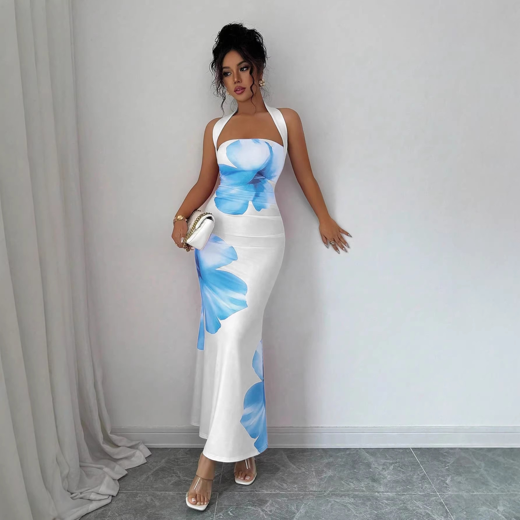 Halter Neck Backless Floral Ma - đánh giá và giá Maxi Dress Halter