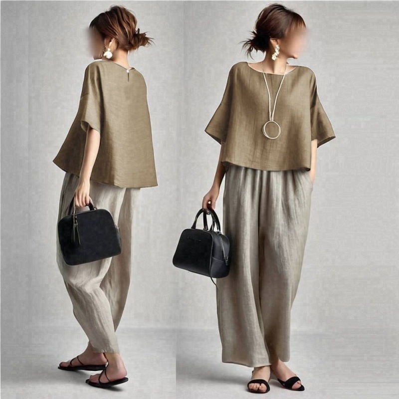 Two Pieces Women Pant Sets Sol - đánh giá và giá Linen Pant Wide