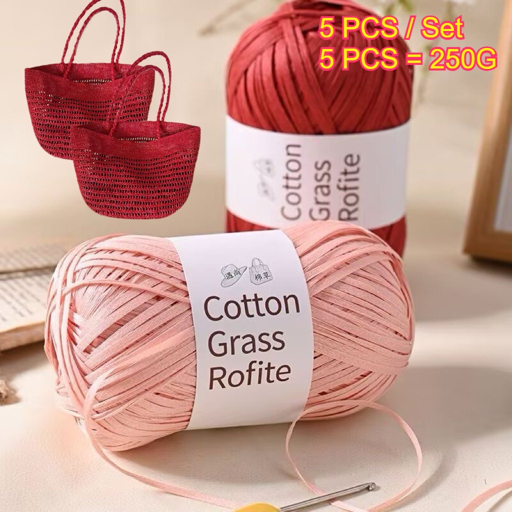 5PCS 250g Raffia Paper Rope Kn - đánh giá và giá Crochet Bag Raffia