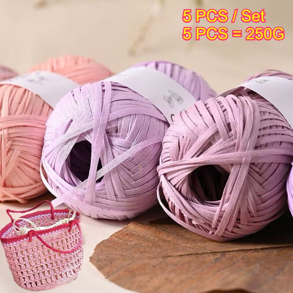 5PCS 250g Raffia Paper Rope Kn - đánh giá và giá Crochet Bag Raffia