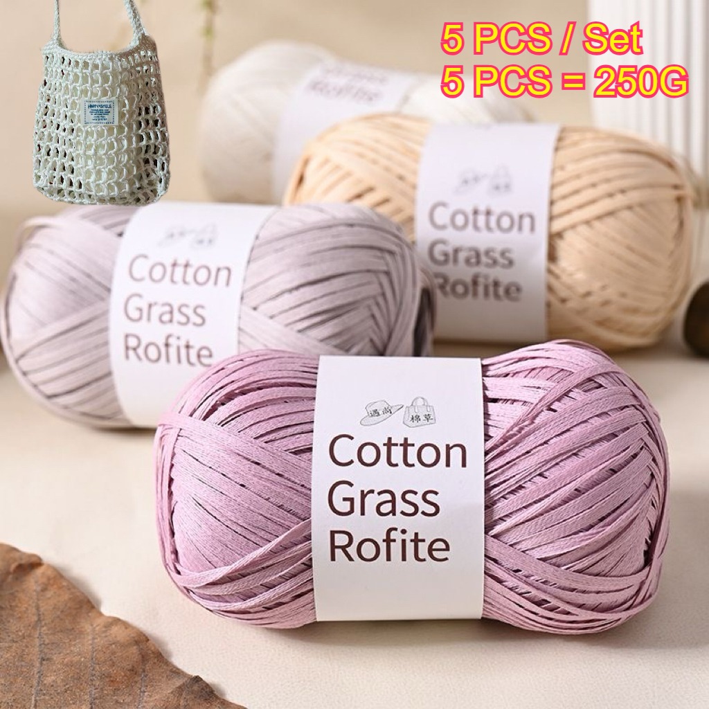 5PCS 250g Raffia Paper Rope Kn - đánh giá và giá Crochet Bag Raffia