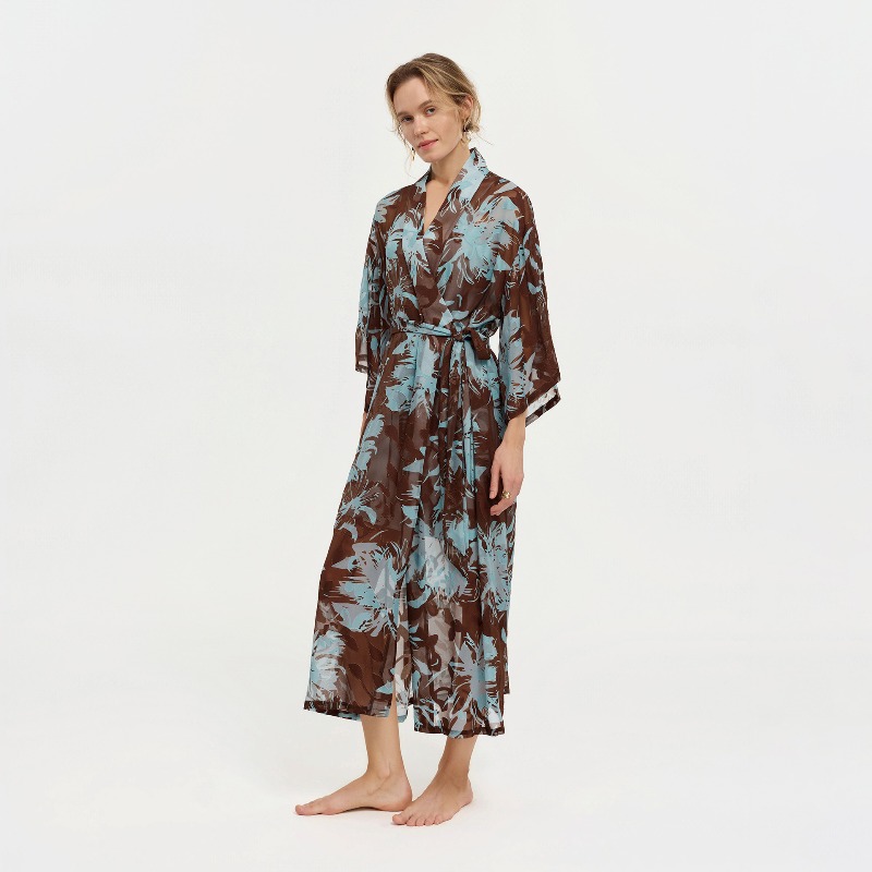 Women Black White Ink Floral S - đánh giá và giá Kimono Sheer Floral
